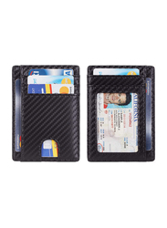 NapaWalli Leather Slim Minimalist Front Pocket U RFID Blocking Wallet for Men, Washington Black