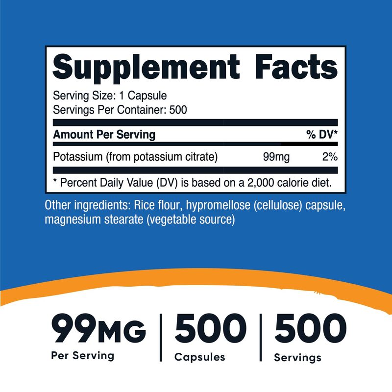 Nutricost Potassium Citrate 99mg, 500 Capsules