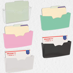 Simple Houseware Single Pocket Wall Mount File Holder, 5 Pieces, Multicolour