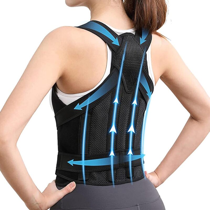 Back Brace Posture Corrector, Adjustable Back Corrector and Lightweight, Back Posture Brace Lumbar Support Shoulder, Full Back Brace Supporter for Women and Men (Black, S) (Slightly Damage)