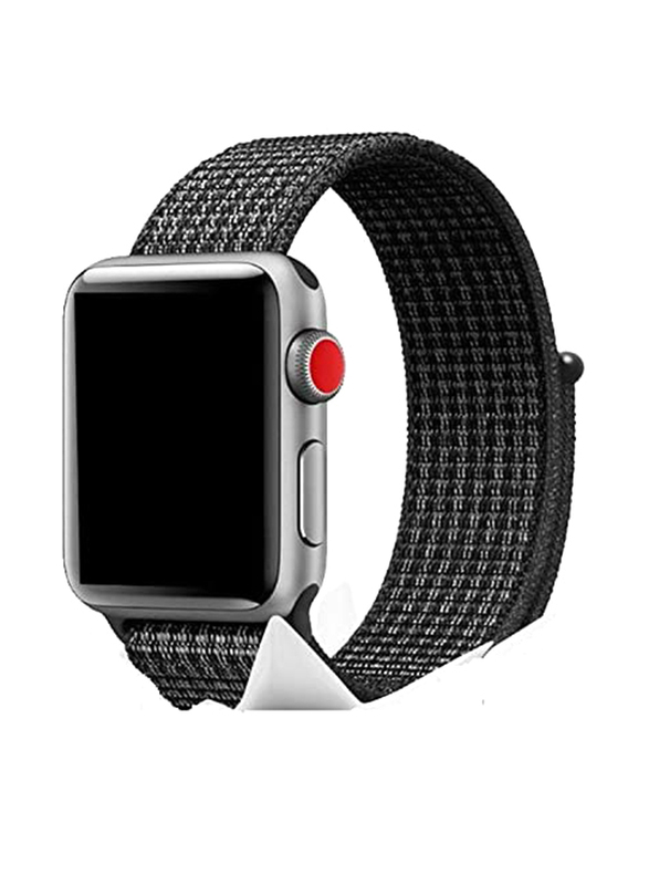 Nylon Braided Loop and Hook Band for Apple Watch 42mm, Black