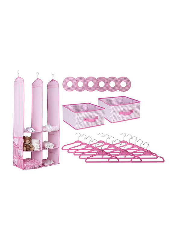 Delta Children Nursery Storage Set, 24 Piece, Pink