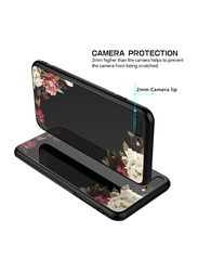 هواترك حافظة هاتف محمول لهاتف Apple iPhone 8 Plus / 7 Plus زهور جميلة من البلاستيك الصلب وغطاء حماية من مادة TPU، أسود