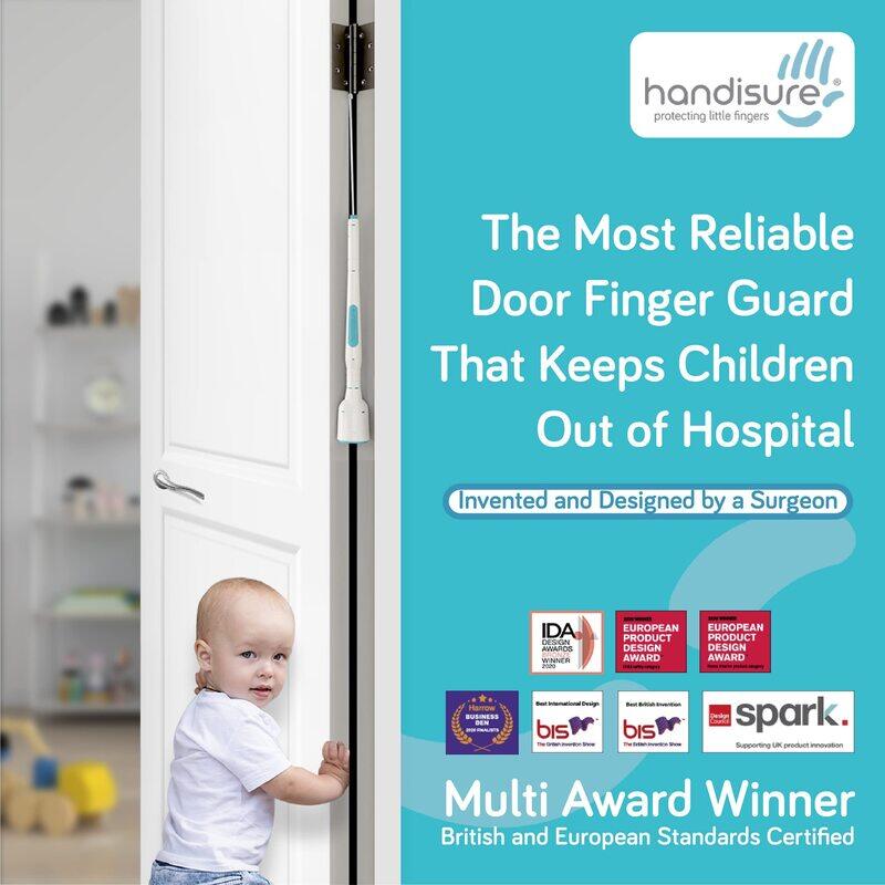 Handisure Child Door Safety Door Pinch Guard. Automatic Hinge & Lock Side Safety Reliable Multiple Awards & Unique Baby Door Stopper. Easy to Install & Build to Last Finger Guard for Door