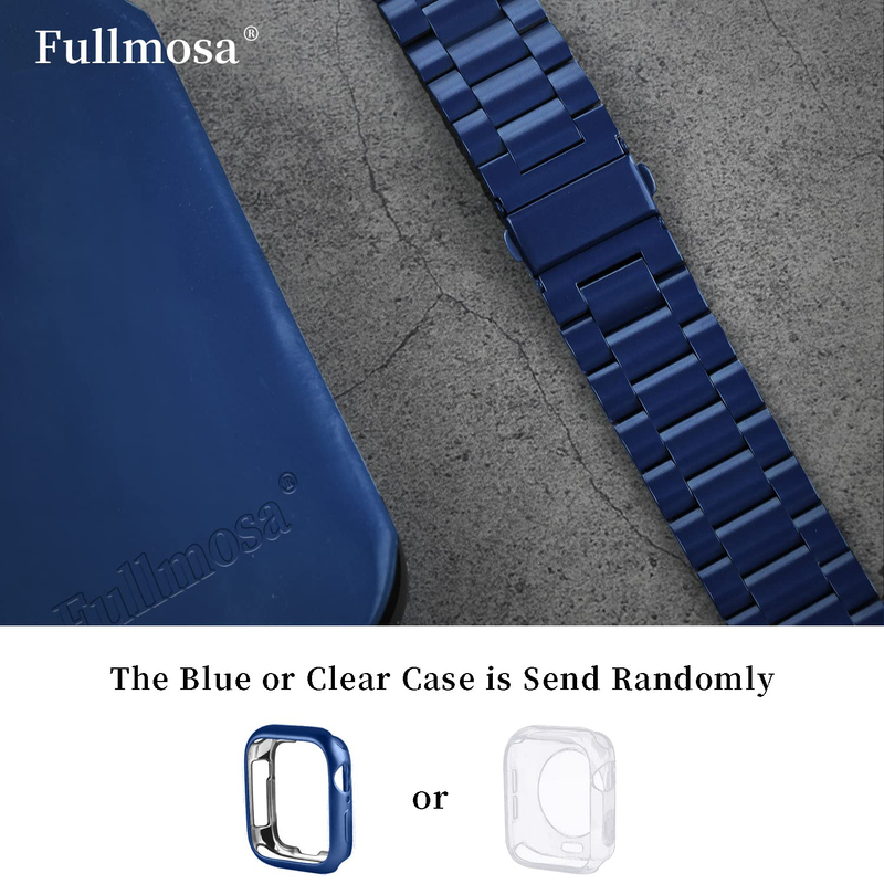 Fullmosa Stainless Steel Band for Apple Watch Band 38mm/40mm/41mm/42mm/44mm/45mm, Blue