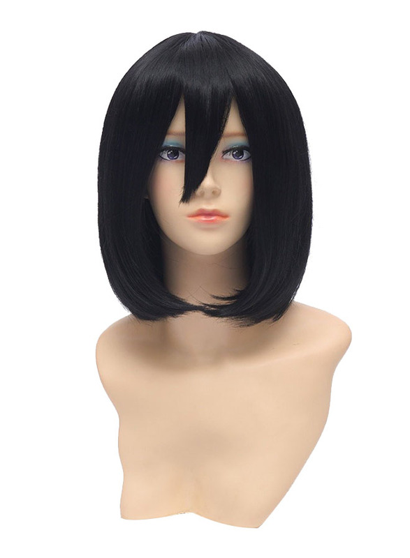 Paixpays Fancy Attack on Titan Mikasa Ackerman Short Straight Cosplay Wig, Black