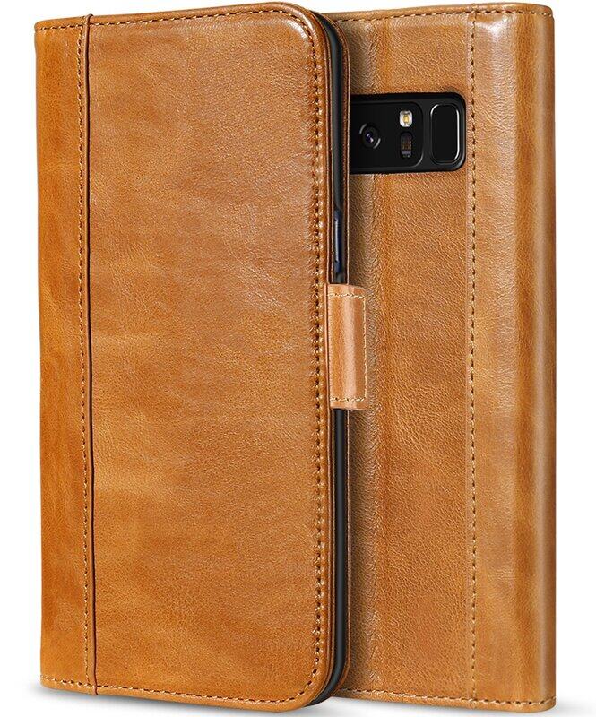 

ProCase Galaxy Note 8 Genuine Leather Case, Vintage Wallet Folding Flip Case with Kickstand Card Slots Magnetic Closure Protective Cover for Galaxy No