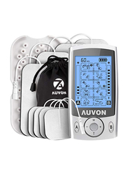 Auvon Dual Channel Tens Unit Muscle Stimulator Machine, White