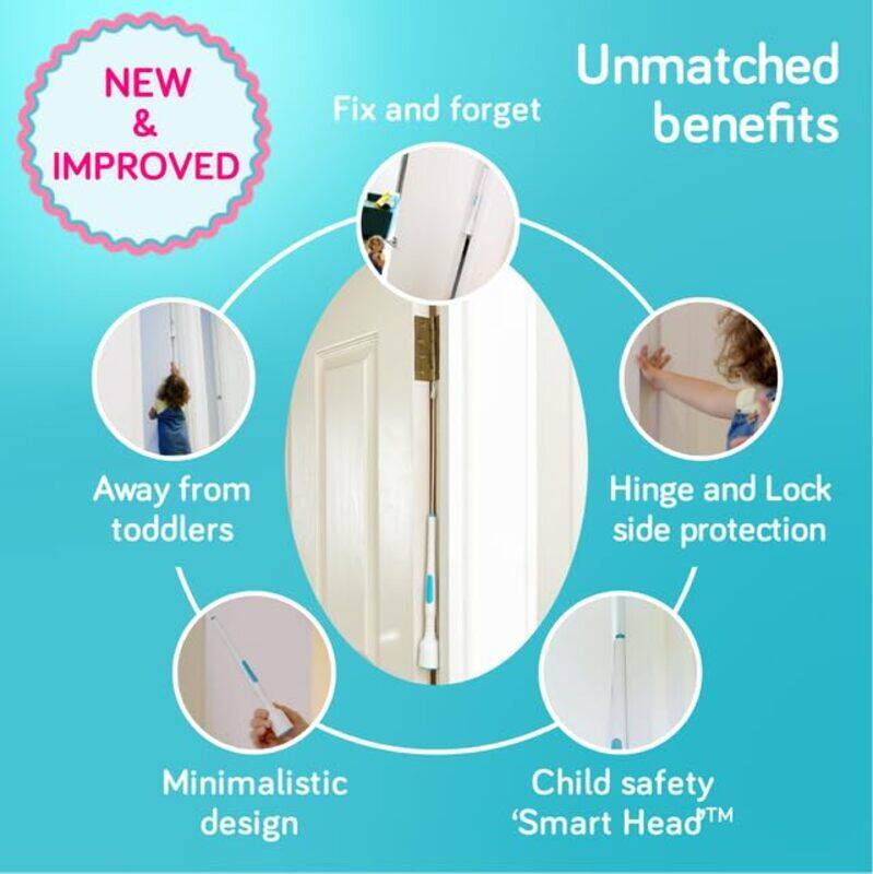 Handisure 2in1 Pack Child Door Safety Door Pinch Guard. Automatic Hinge & Lock Side Safety Reliable Multiple Awards & Unique Baby Door Stopper. Easy to Install Finger Guard for Door