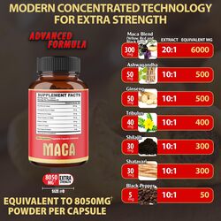 2 Packs 90 Capsules 6 Months - 8050mg Maca Root Supplement - 7in1 with Ashwagandha Root, Ginseng Root, Tribulus Terrestris & More - Reproductive Health, Strength & Immune Support