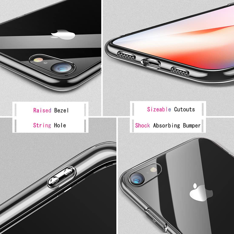 هيومكس غطاء جراب هاتف محمول واقٍ من الزجاج لهاتف Apple iPhone 7/8، شفاف
