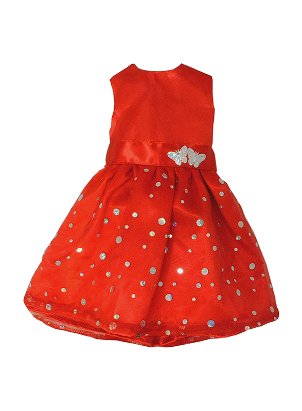 Pink Butterfly Closet Beautiful Dress with Dots for American Girl Doll, Ages 5+, Red