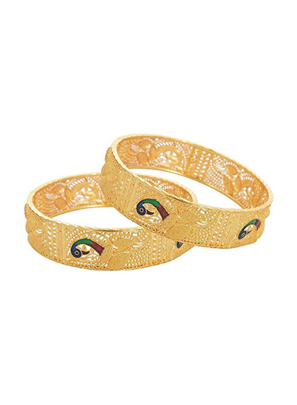 

YouBella Gold Plated Ethnic Bollywood Style Bangles for Women with No Stone, 6.3cm, Gold