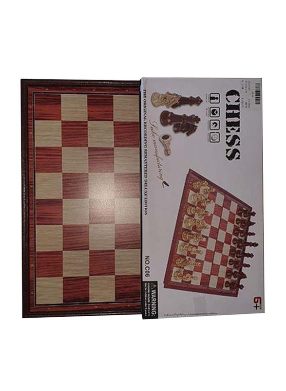 33-Piece Portable Folding Wooden Antique & Luxury Chess Game, Multicolour