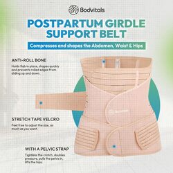 BODVITALS 3 In 1 Postpartum Girdle, Beige, Size M(Slightly Damage)