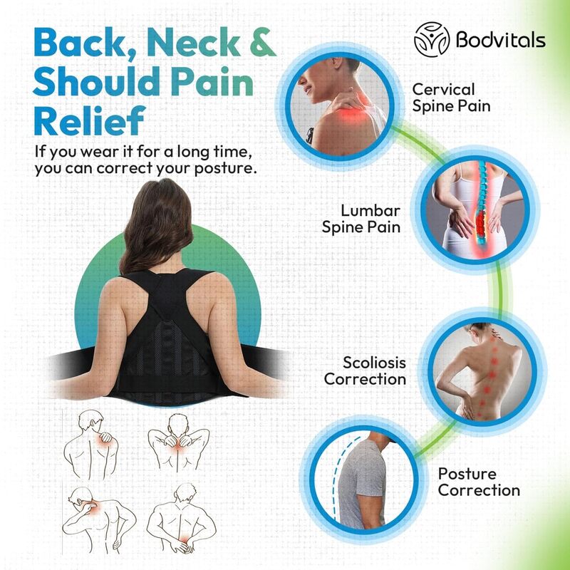 Back Brace Posture Corrector, Adjustable Back Corrector and Lightweight, Back Posture Brace Lumbar Support Shoulder, Full Back Brace Supporter for Women and Men (Black, S) (Slightly Damage)