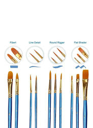 Xubox Nylon Hair Pointed-Round Paintbrush Set, 10-Piece, Blue