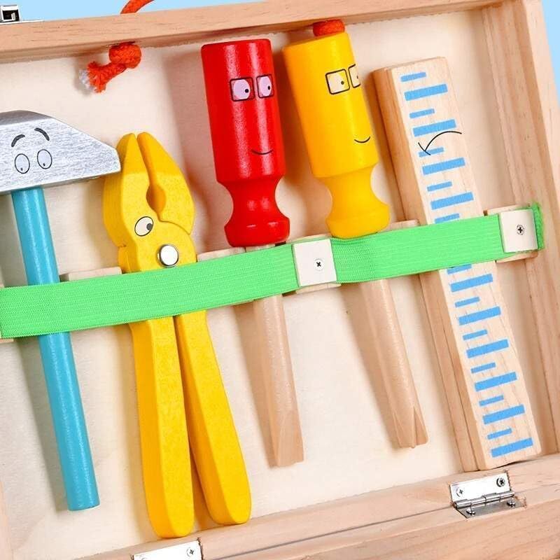 Tool Kit for Kids Wooden Tools Toy set for Toddler Include Tool Box, Montessori Stem Learning Educational Construction Toys for 3+ Years old kids Best Birthday Gift for kids.