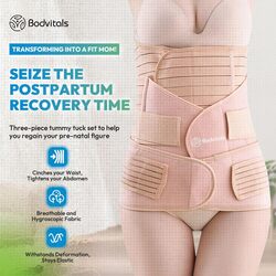 BODVITALS 3 In 1 Postpartum Girdle, Beige, Size L (Slightly Damage)