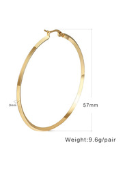Mealguet Jewellery Fashion Stainless Steel Round Gold Plated Large Size Big 57mm(22.4") Hoop Earring for Women, Gold
