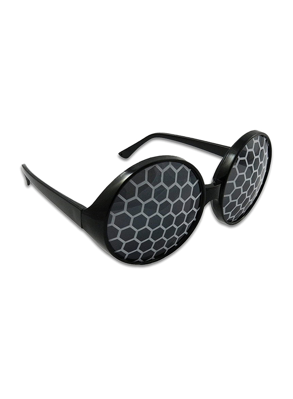 FancyPants FunTime Insect Fly Full-Rim Round Black Bug Eye Glasses for Men, Silver Lens
