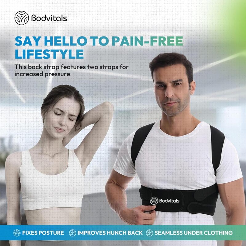 Back Brace Posture Corrector, Adjustable Back Corrector and Lightweight, Back Posture Brace Lumbar Support Shoulder, Full Back Brace Supporter for Women and Men (Black, S) (Slightly Damage)