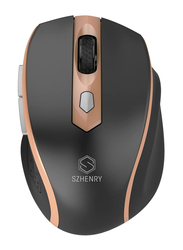 Szhenry High Precision 2.4G Wireless Optical Mouse with USB Nano Receiver, Gold/Black