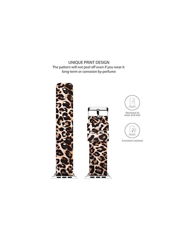 Lwsengme Soft Silicone Leopard Print Replacement Sport Band for Apple Watch Series 5/4/3/2/1, Brown