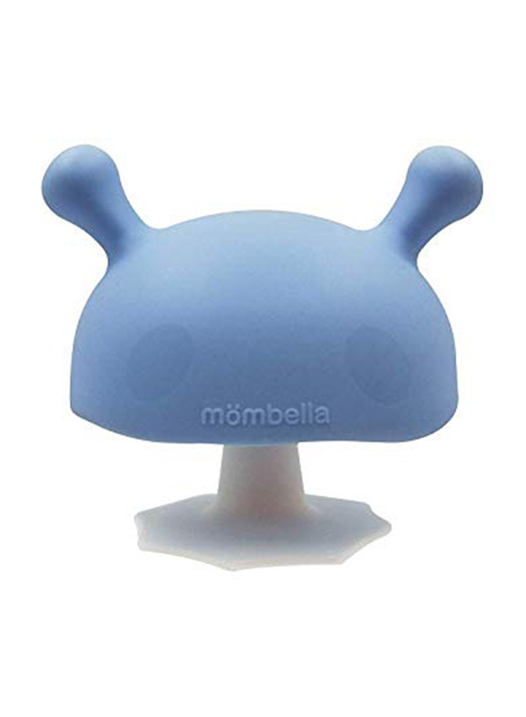 Mombella Mimi Mushroom Silicone Breast Shaped Soothing Pacifier Teether, Ages 6 Months+, Light Blue