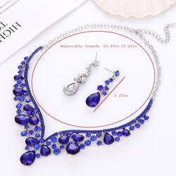 Molie Rhinestone Crystal V-shaped Bridal Wedding Necklace Earrings Jewelry Set for Brides Gown(Clear)