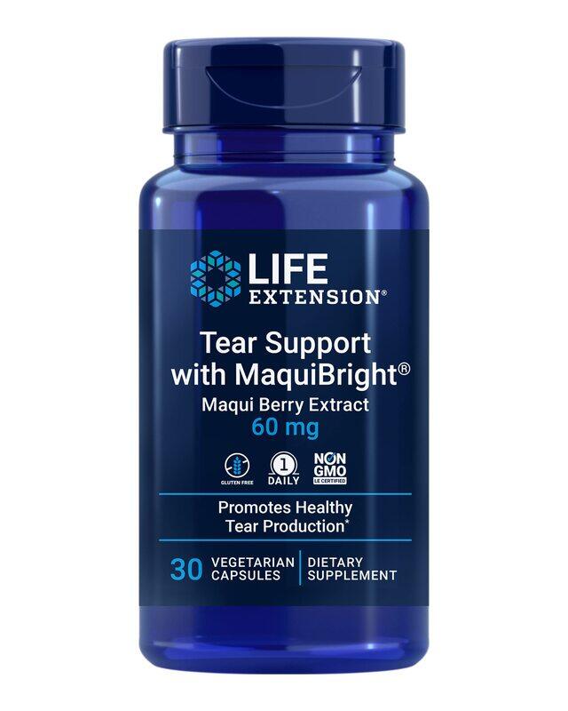 

Life Extension Tear Support with MaquiBright 60mg - Maqui Berry Extract Eye Health Supplement For Dry Eyes - Tear Production Formula - Non-GMO, Gluten