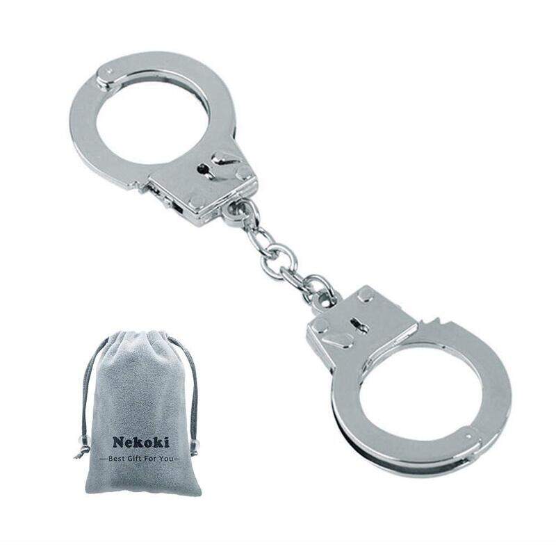 

Nekoki Handcuffs Keychai couple keychains Mini Handcuffs Metal Keychain Novelty Keyring Alloy Keychain Best Gift for Friend Lover Parents