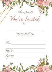 Set of 25 Floral Invitations Include 25 envelopes. Quality & Heavy 14 pt. Paper Matte with envelopes Included. Flower Invitation for Bridal Shower, Wedding, Baby Shower and Birthdays.