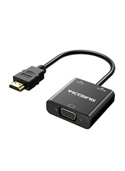 Victsing Gold-Plated 1080P VGA Audio Adaptor, HDMI Male to VGA Female with Micro USB and 3.5mm Audio Port Cable for PC/Laptop/DVD, Black