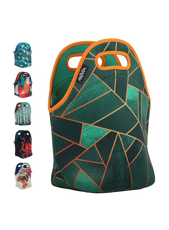 Art of Lunch Neoprene Tote Lunch Bag, Emerald/Copper