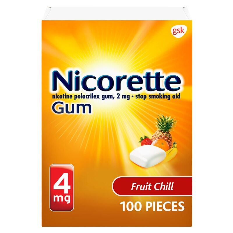 

Nicorette 4 mg Nicotine Gum to Help Quit Smoking - Fruit Chill Flavored Stop Smoking Aid, 100 Count