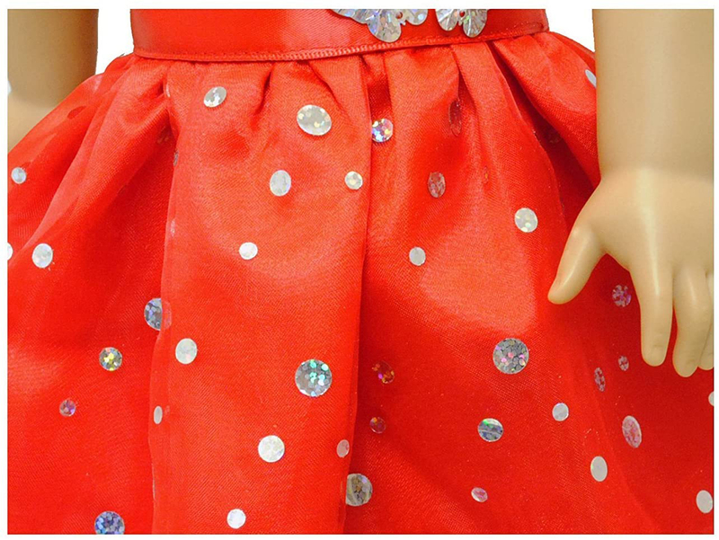 Pink Butterfly Closet Beautiful Dress with Dots for American Girl Doll, Ages 5+, Red