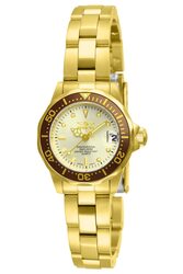 Invicta Women's 12527 "Pro-Diver" 18k Gold Ion-Plated Stainless Steel and Champagne Dial Bracelet Watch