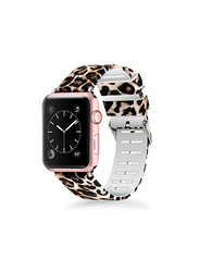 Lwsengme Soft Silicone Leopard Print Replacement Sport Band for Apple Watch Series 5/4/3/2/1, Brown