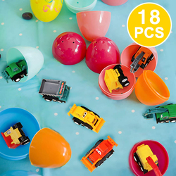 Fajiabao Mini Pull Back Construction Vehicles Toy Cars Set, 18 Pieces, Ages 3+