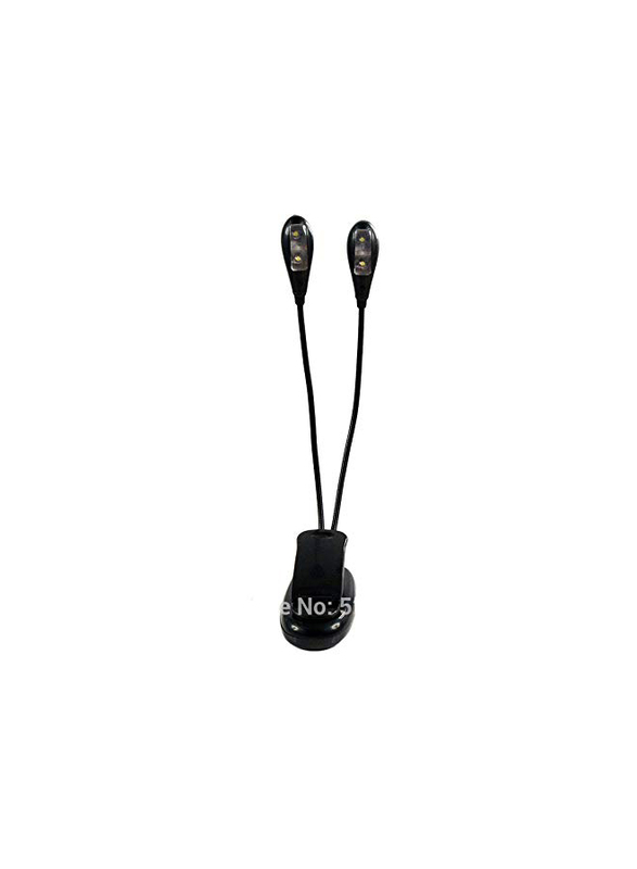 TheWorldMall Portable Clip-on Double Head Table Lighting Lamp, Black