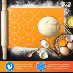 Kitchen + Home Silicone Baking Mats - Set of 2 Non-stick, BPA Free Food Grade Silicone Mat Liners for Half-Size Cookie Sheet with Measurements