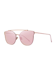 Merry's Full Rim Cat Eye Gold Sunglasses for Women, Mirrored Pink Lens, S8089, 56/19/138