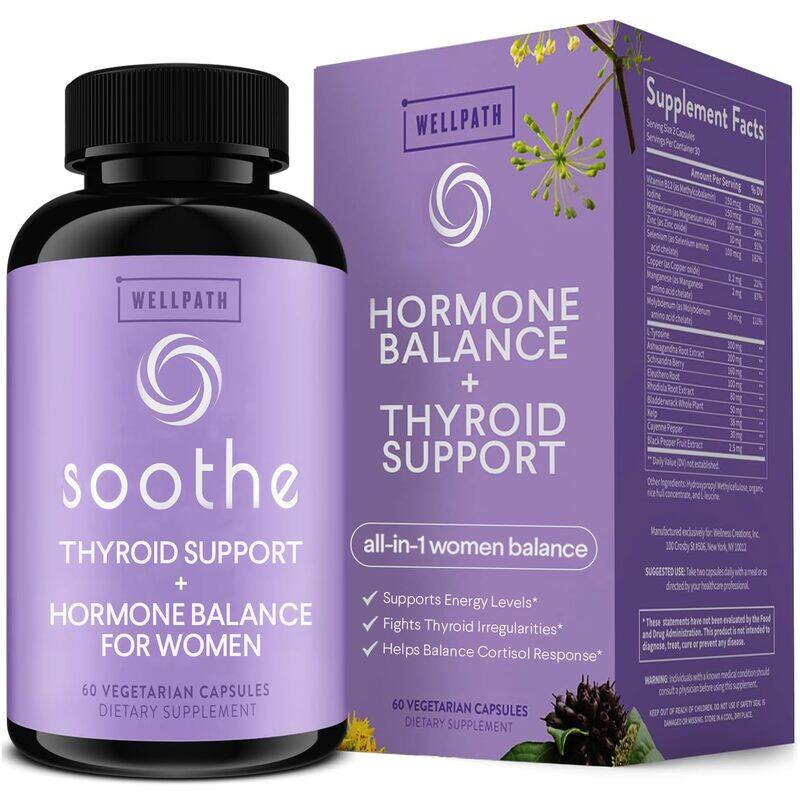 

WellPath Soothe Hormone Balance for Women + Thyroid Support for Women. Cortisol Manager. Mood Support & Metabolism Booster. Adrenal Support. Rhodiola,