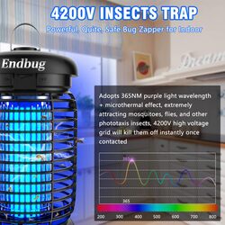 Bug Zapper Outdoor Indoor with LED Light, Electric Mosquito Zapper Fly Zapper, Waterproof Mosquito Killer Insect Zapper Fly Trap for Outside Patio Garden Backyard Home, Plug in 120 Voltage