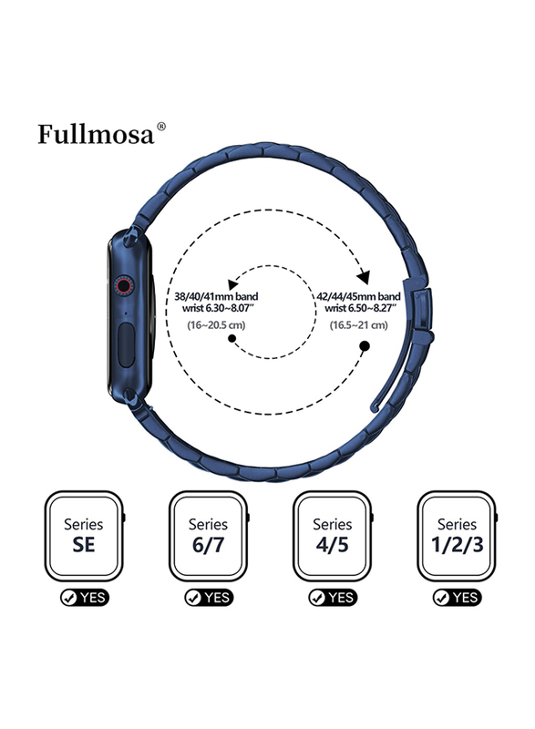 Fullmosa Stainless Steel Band for Apple Watch Band 38mm/40mm/41mm/42mm/44mm/45mm, Blue