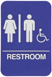 Rockwood BFM689.Blue BFM Series ADA Molded Plastic Unisex/Handicap Accesible Sign, 6" Width x 9" Height, Blue