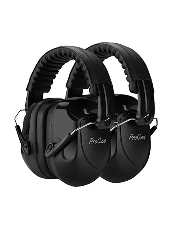 ProCase Wireless Over-Ear Noise Cancelling Ear Muffs for Shooting Range or Mowing Construction, 2 Pieces, Black