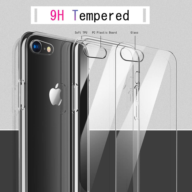 Humixx Apple iPhone 7/8 Crystal Series TPU + Glass Full Protective Mobile Phone Case Cover, Clear