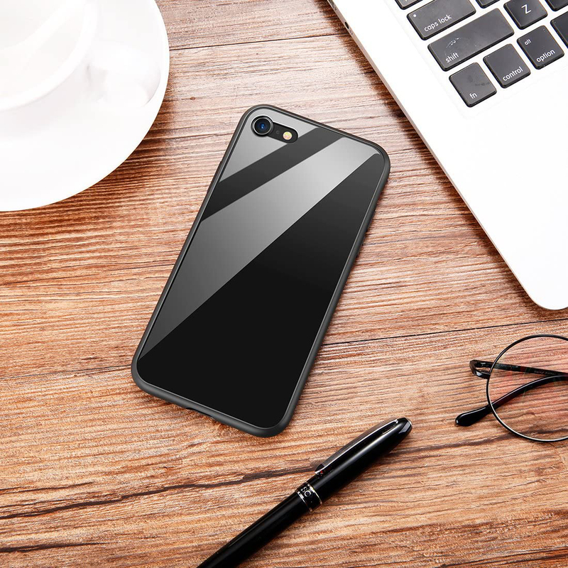 هيومكس حافظة هاتف Apple iPhone 8 Plus / 7/8 TPU رفيعة للهاتف المحمول، أسود مطفي